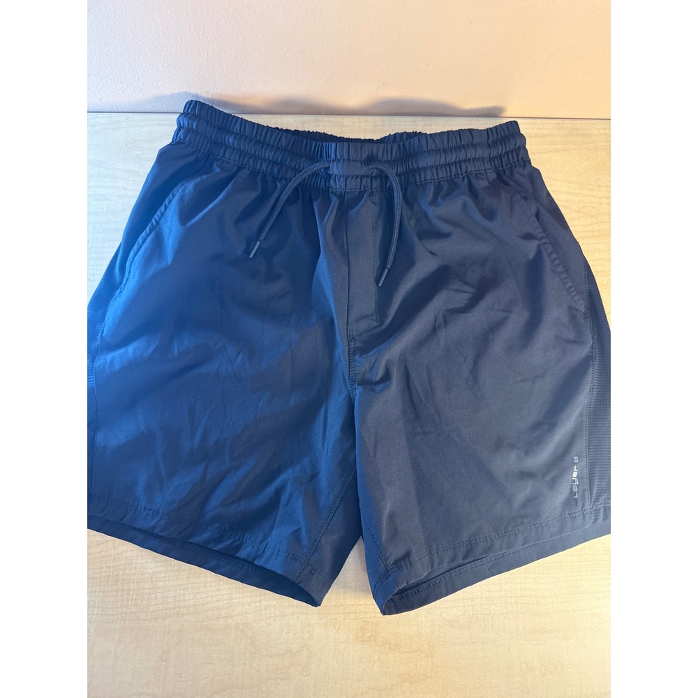 Layer 8 Mens Qwick-Dry Athletic Shorts Black Size Medium Drawstring Gym Training